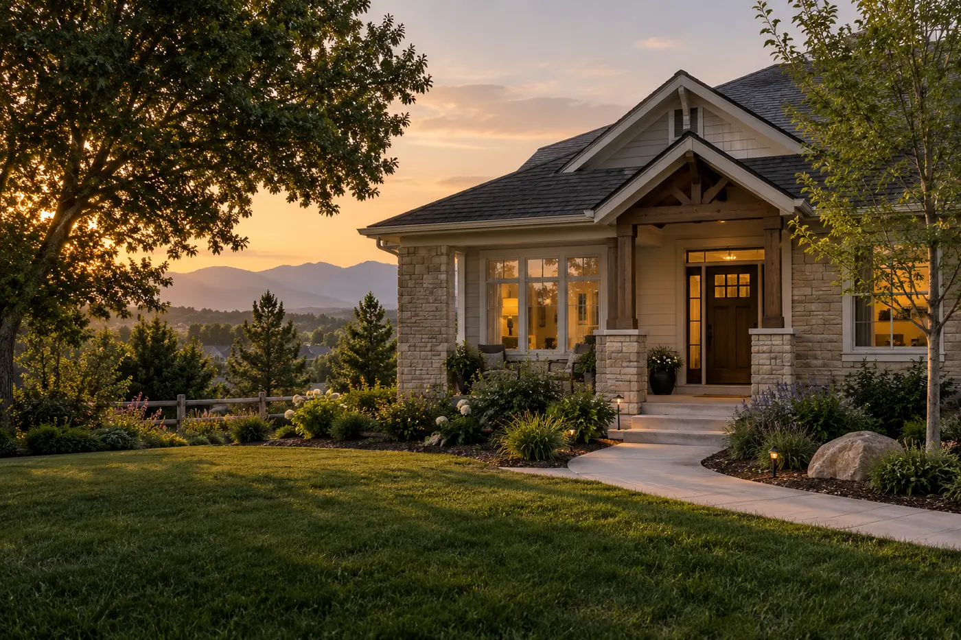 A Colorado home in warm evening light